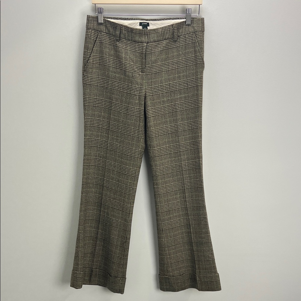 Vintage J. Crew City Fit Houndstooth Wool Trousers Womens 4 Academia Old Money